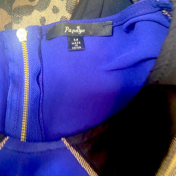 Cobalt Blue blouse with collar detail and zip back closure, size M - Picture 2 of 5